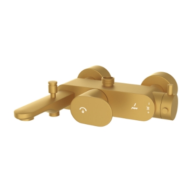 Picture of Exposed Thermostatic Bath & Shower Mixer 3-in-1 System - Gold Matt PVD