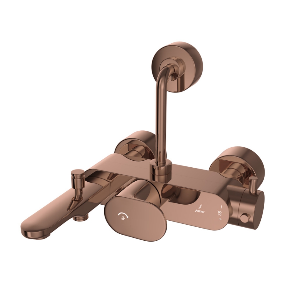 Picture of Exposed Thermostatic Bath & Shower Mixer 3-in-1 System - Blush Gold Bright PVD